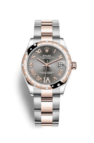 Rolex 278341rbr-0029 : Datejust 31 Stainless Steel/ Rose Gold / Domed - Diamond / Grey - Roman / Oyster