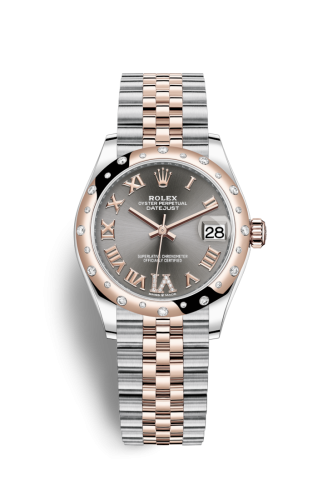 Rolex 278341rbr-0030 : Datejust 31 Stainless Steel/ Rose Gold / Domed - Diamond / Grey - Roman / Jubilee