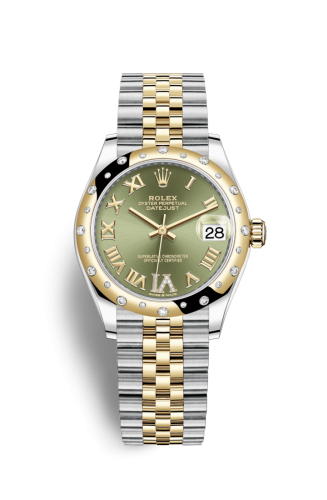 Rolex 278343rbr-0016 : Datejust 31 Stainless Steel / Yellow Gold / Domed - Diamond / Olive - Roman / Jubilee