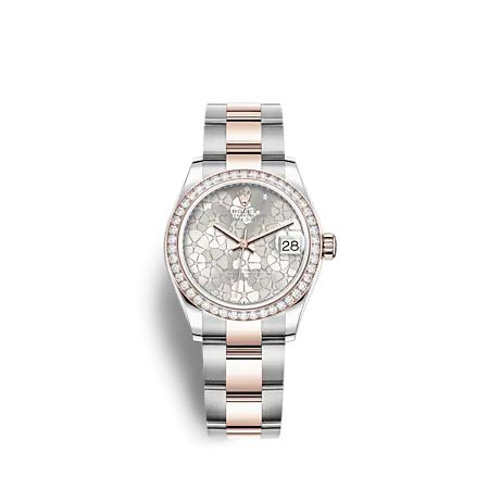 Rolex 278381RBR-0031 : Datejust 31 Stainless Steel - Rose Gold / Diamond/ Silver - Floral / Oyster