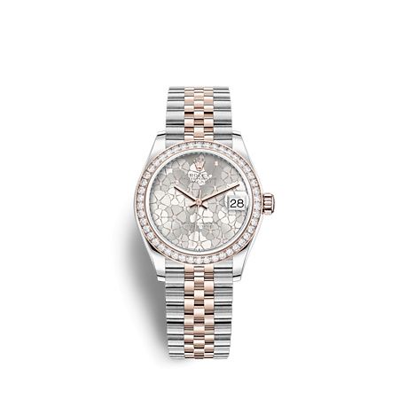 Rolex 278381RBR-0032 : Datejust 31 Stainless Steel/ Rose Gold - Diamond / Silver - Floral / Jubilee