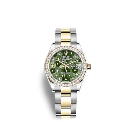 Rolex 278383RBR-0031 : Datejust 31 Stainless Steel - Yellow Gold / Diamond/ Olive - Floral / Oyster