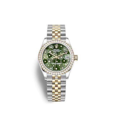 Rolex 278383RBR-0032 : Datejust 31 Stainless Steel - Yellow Gold / Diamond/ Olive - Floral / Jubilee