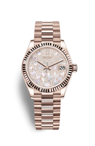 Rolex 78275-0021 : Datejust 31 Rose Gold / Fluted / Butterfly / President