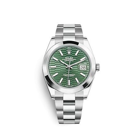 Rolex 126300-0021 : Datejust 41 Stainless Steel Smooth / Oyster / Green - Fluted