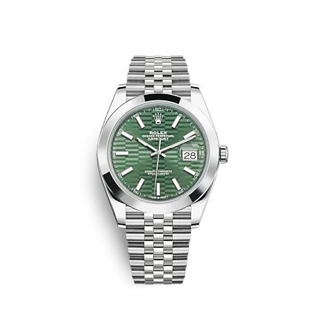 Rolex 126300-0022 : Datejust 41 Stainless Steel Smooth / Jubilee / Green - Fluted