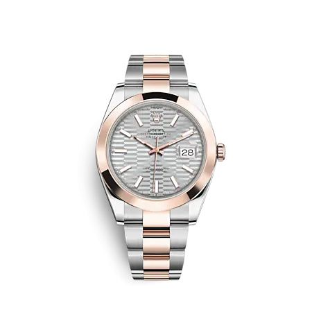 Rolex 126301-0017 : Datejust 41 Rolesor Everose - Smooth / Oyster / Silver - Fluted