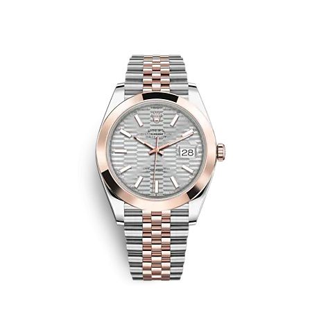 Rolex 126301-0018 : Datejust 41 Rolesor Everose - Smooth / Jubilee / Silver - Fluted
