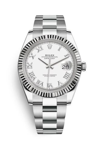 Rolex 126334-0023 : Datejust 41 Stainless Steel Fluted / White - Roman / Oyster