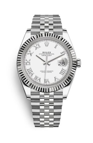 Rolex 126334-0024 : Datejust 41 Stainless Steel Fluted / White - Roman / Jubilee