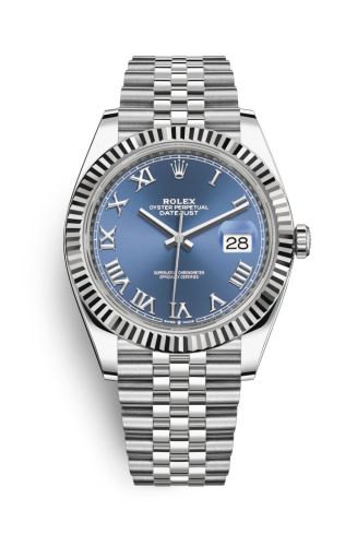 Rolex 126334-0026 : Datejust 41 Stainless Steel Fluted / Blue - Roman / Jubilee