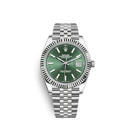 Rolex 126334-0028 : Datejust 41 Stainless Steel - Fluted / Green / Jubilee