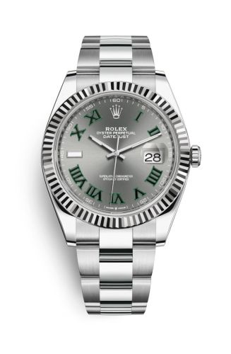 Rolex 126334-0021 : Datejust 41 Stainless Steel Fluted / Slate - Roman / Oyster