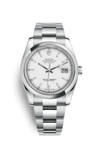 Rolex 116200-0058 : Datejust 36 Stainless Steel Domed / Oyster / White