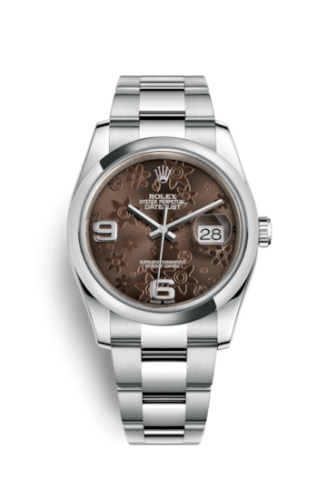 Rolex 116200-0073 : Datejust 36 Stainless Steel Domed / Oyster / Chocolate Floral