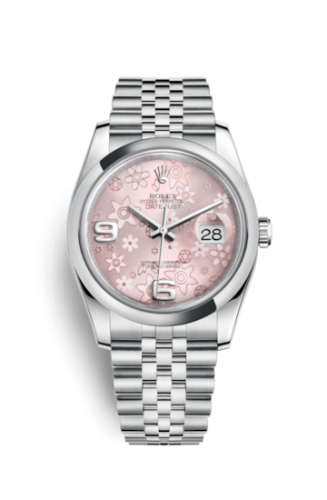 Rolex 116200-0086 : Datejust 36 Stainless Steel Domed / Jubilee / Pink Floral