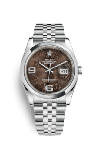 Rolex 116200-0087 : Datejust 36 Stainless Steel Domed / Jubilee  / Chocolate Floral