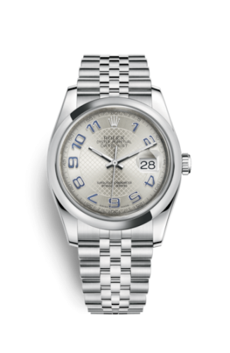 Rolex 116200-0088 : Datejust 36 Stainless Steel Domed / Jubilee / Silver Arabic