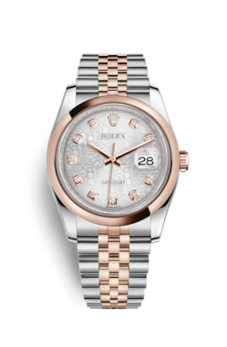 Rolex 116201-0061 : Datejust 36 Rolesor Everose Domed / Jubilee / Silver Computer