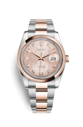 Rolex 116201-0078 : Datejust 36 Rolesor Everose Domed / Oyster / Pink Computer Diamonds