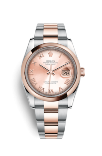 Rolex 116201-0088 : Datejust 36 Rolesor Everose Domed / Oyster / Pink Roman