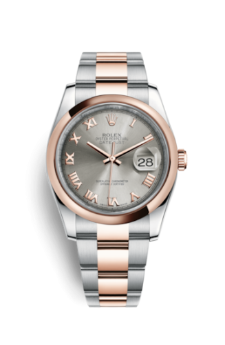 Rolex 116201-0090 : Datejust 36 Rolesor Everose Domed / Oyster / Steel Roman