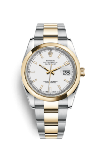 Rolex 116203-0124 : Datejust 36 Rolesor Yellow Domed / Oyster / White