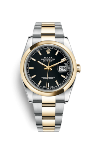 Rolex 116203-0126 : Datejust 36 Rolesor Yellow Domed / Oyster / Black