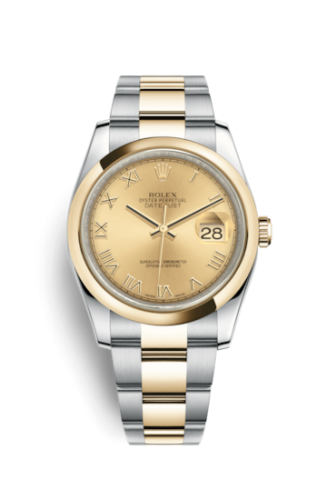 Rolex 116203-0128 : Datejust 36 Rolesor Yellow Domed / Oyster / Champagne Roman