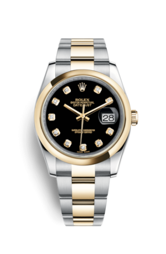 Rolex 116203-0133 : Datejust 36 Rolesor Yellow Domed / Oyster / Black Diamond