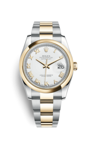 Rolex 116203-0135 : Datejust 36 Rolesor Yellow Domed / Oyster / White Roman