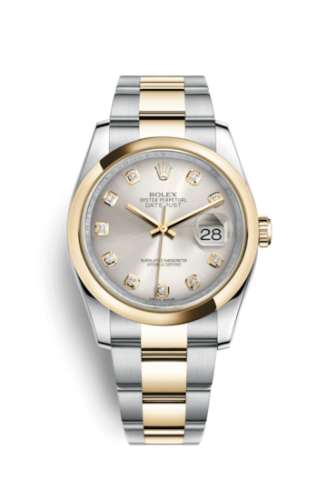 Rolex 116203-0136 : Datejust 36 Rolesor Yellow Domed / Oyster / Silver Diamond