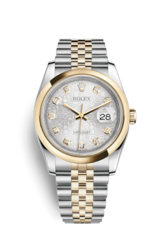 Rolex 116203-0177 : Datejust 36 Rolesor Yellow Domed / Jubilee / Silver Computer