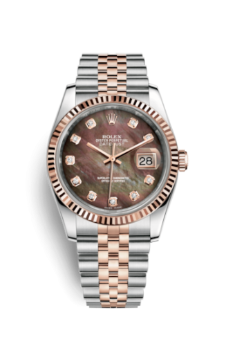 Rolex 116231-0061 : Datejust 36 Rolesor Everose Fluted / Jubilee / Black MOP