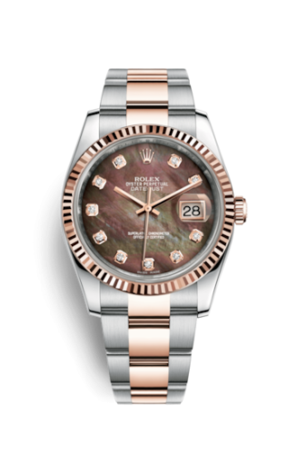 Rolex 116231-0075 : Datejust 36 Rolesor Everose Fluted / Oyster / Black MOP