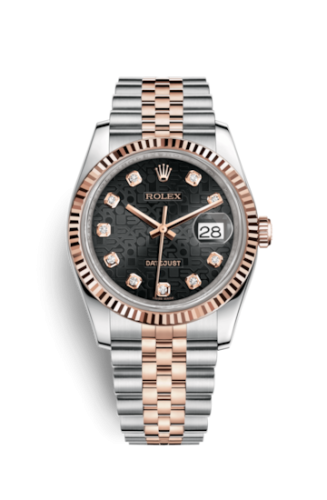 Rolex 116231-0101 : Datejust 36 Rolesor Everose Fluted / Jubilee / Black Computer