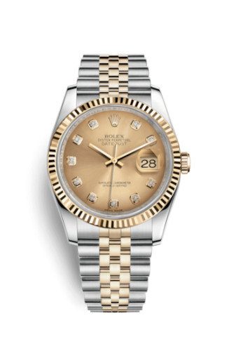 Rolex 116233-0150 : Datejust 36 Rolesor Yellow Fluted / Jubilee / Champagne Diamonds