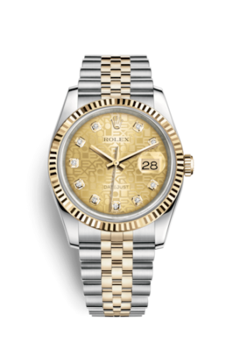 Rolex 116233-0155 : Datejust 36 Rolesor Yellow Fluted / Jubilee / Champagne Computer