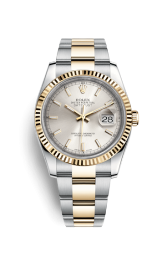 Rolex 116233-0169 : Datejust 36 Rolesor Yellow Fluted / Oyster / Silver