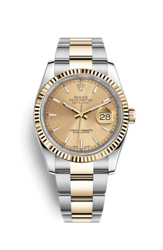 Rolex 116233-0172 : Datejust 36 Rolesor Yellow Fluted / Oyster / Champagne