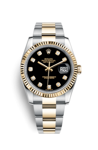 Rolex 116233-0175 : Datejust 36 Rolesor Yellow Fluted / Oyster / Black Diamond