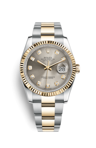 Rolex 116233-0181 : Datejust 36 Rolesor Yellow Fluted / Oyster / Steel Diamonds