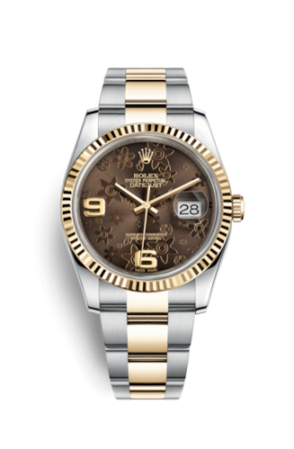 Rolex 116233-0184 : Datejust 36 Rolesor Yellow Fluted / Oyster / Bronze Floral