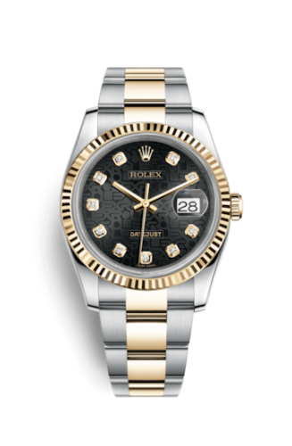 Rolex 116233-0189 : Datejust 36 Rolesor Yellow Fluted / Oyster / Black Computer