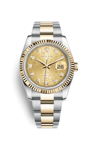 Rolex 116233-0192 : Datejust 36 Rolesor Yellow Fluted / Oyster / Champagne Computer