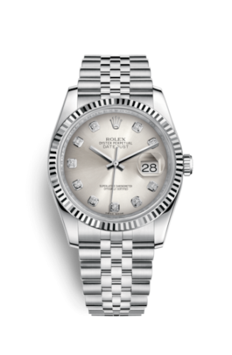 Rolex 116234-0084 : Datejust 36 Stainless Steel Fluted / Jubilee / Silver Diamond