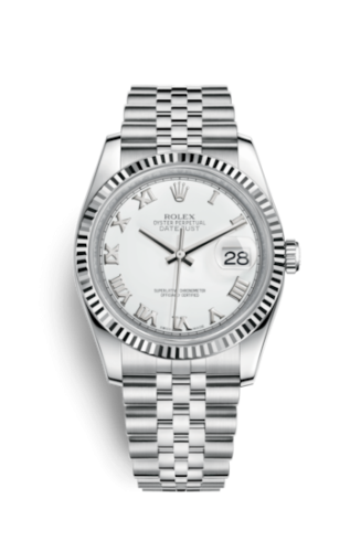 Rolex 116234-0089 : Datejust 36 Stainless Steel Fluted / Jubilee / White Roman