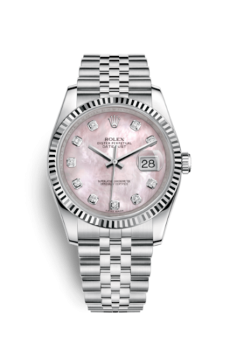 Rolex 116234-0104 : Datejust 36 Stainless Steel Fluted / Jubilee / Pink MOP