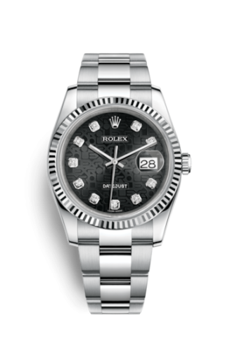 Rolex 116234-0122 : Datejust 36 Stainless Steel Fluted / Oyster / Black Computer