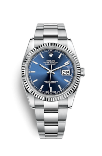 Rolex 116234-0128 : Datejust 36 Stainless Steel Fluted / Oyster / Blue